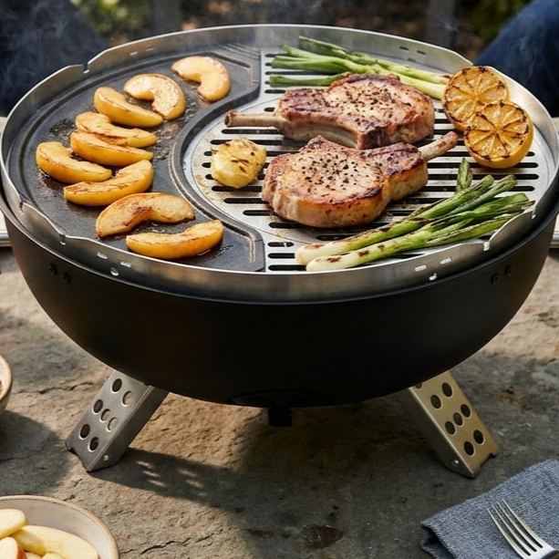 Griddled Pork Chops with Charred Scallions